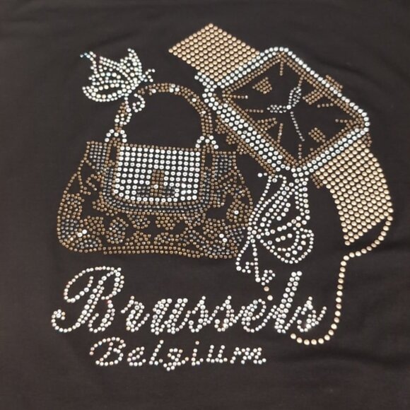 3/$20 Brussels Belgium Souvenir Tshirt Fashion Rhinestone Top Europe Travel - Picture 10 of 14